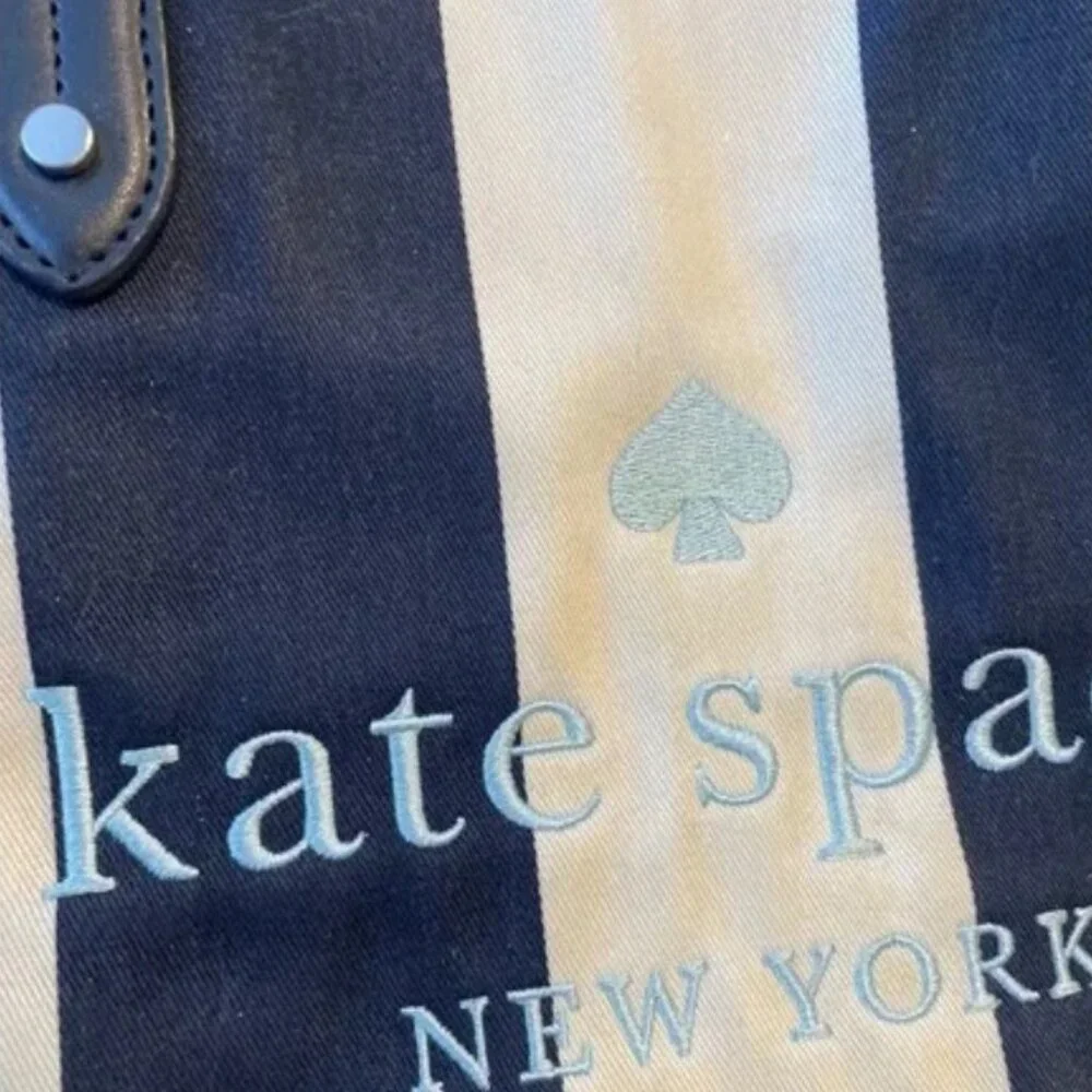 Kate Spade Large Ella Blazer Blue Even Stripe Jacquard Tote